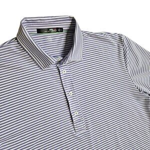 RLX Ralph Lauren Golf Polo Shirt Purple White Striped Mens SZ Medium Performance